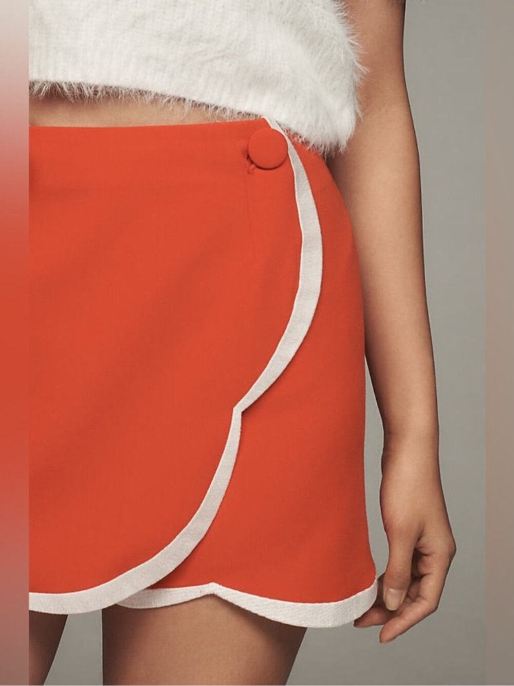 NWT Size 12 - Anthropologie Scallop Trim Skort in Red/white (NWT US$ 118)